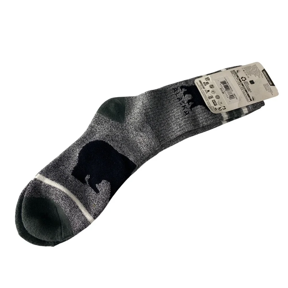 For Bare Feet Buffalo Bison Socks Gray Large Novelty Crew Socks‎ NEW